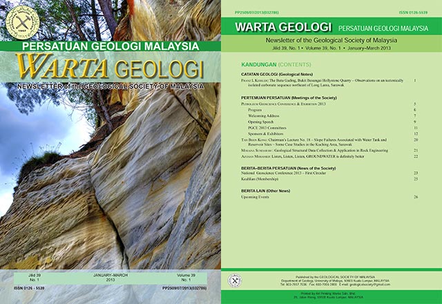 Warta Geologi Vol 39, No 1